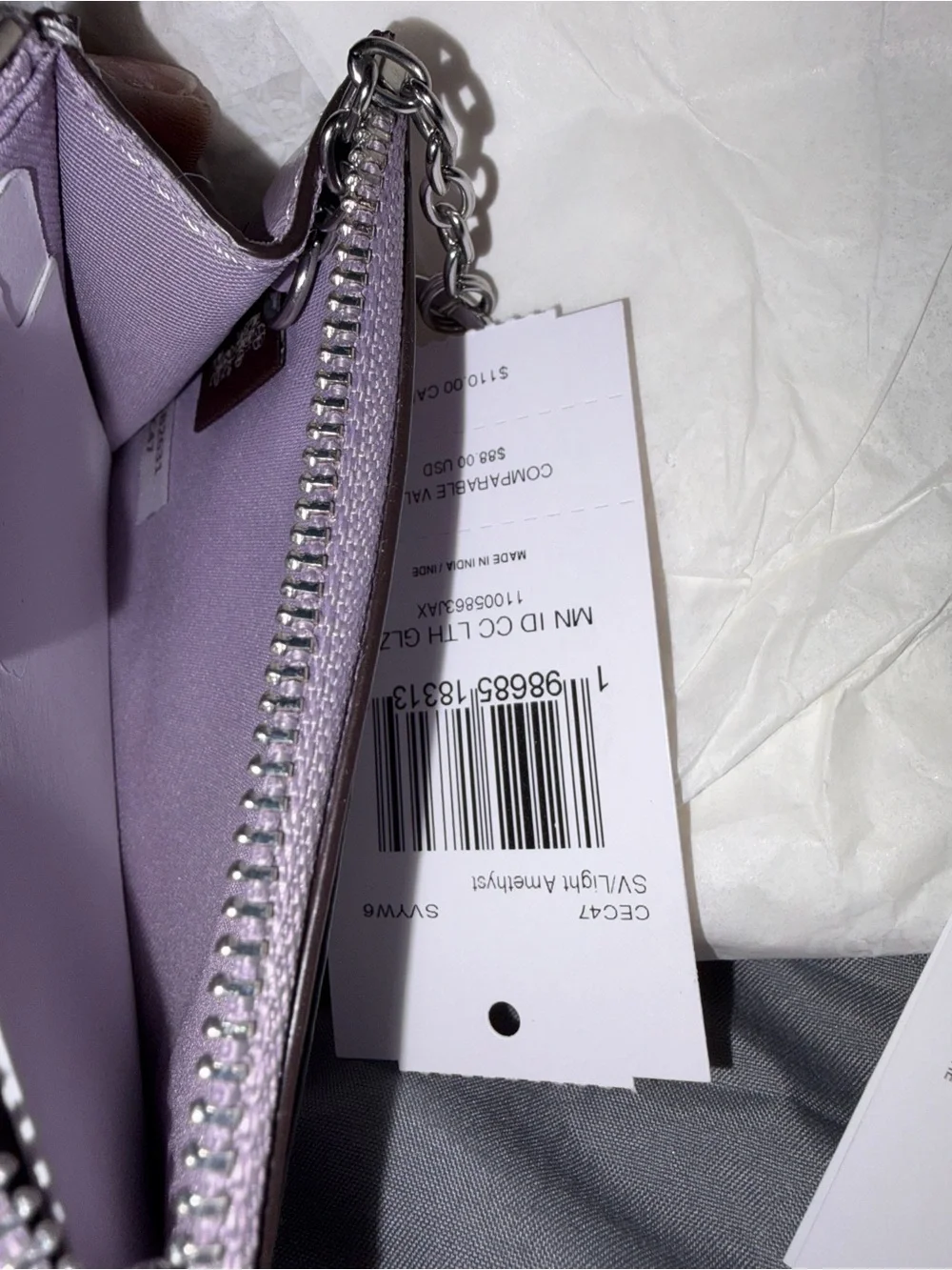 Coach Glazed Leather Card & Key Zip Pouch